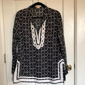 Michael Kors circles print long sleeve tunic size L